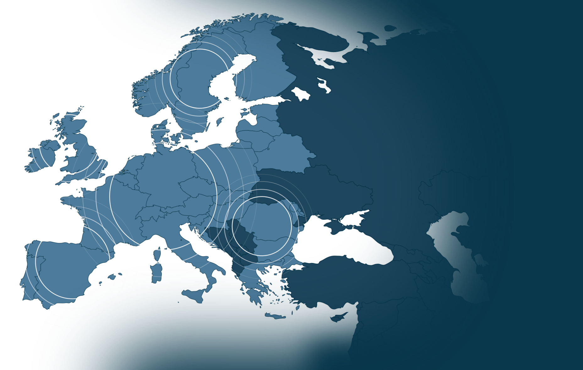 Map of the world, with US and Europe highlighted